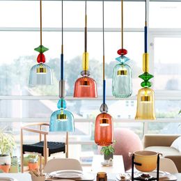 Pendant Lamps Nordic Colourful LED Lights Lighting For Living Room Bedroom Diningroom Glass Kitchen Bar Lamp Indoor Hanging
