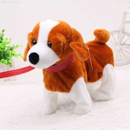 Stuffed Plush Animals Wholesale Children's Traction Rope Electric Dog Music Singing Walking Twisting Buttocks Puppy Plush Toy Doll Gifts L230707