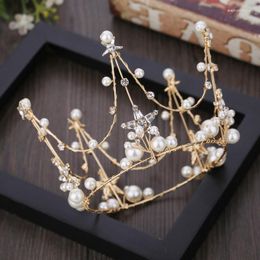 Necklace Earrings Set Beautiful Bride Rhinestone Handmade Pearls Hair Accessories Flower Headband Hairpins Crown For Wedding Dress Up TEN