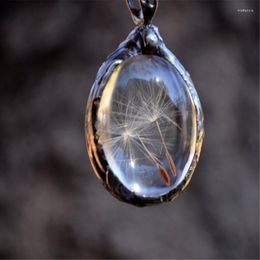 Pendant Necklaces 2023 Fashion Vintage Dandelion Seed Wishing Oval Time Glass Necklace For Women Luxury Jewellery Girlfriend's Gifts