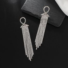 Dangle Earrings Fashion Long Tassel For Women Luxury High Quality Design Jewellery Inlay Rhinestone Personality Earring E753