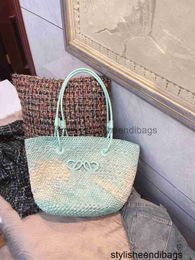 Basket bags Ladies Straw Bag Handbags Plain Knitting Crochet Embroidery Open Casual Tote Interior Compartment Two Thin Straps Leather stylisheendibags