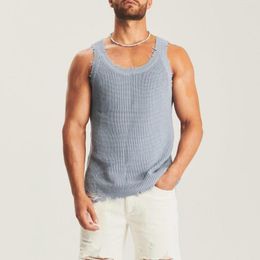 Men's Tank Tops Wepbel Casual Top Camisole Sleeveless T-shirt Men Knitted Vest Summer Loose Solid Color V-neck Sexy Sweater Vests