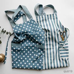 Kitchen Apron Cotton Bar Kitchen Cooking Apron for women with pocket Server Waitress Aprons Hotel Waiter Baking Clothes R230707