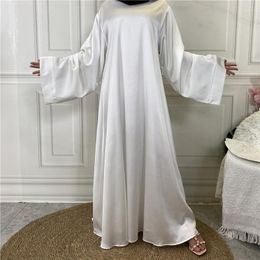Ethnic Clothing Dubai Middle East Selling Net Colour Plus Size Lace-up Satin Muslim Dress Vestidos Elegantes Para Mujer Hijab