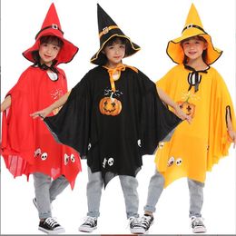 Halloween Baby cloaks Children Pumpkin Cloak hat set Witch Wizard Cloaks Death Gown Robe Fancy Cosplay costumes cape For Boys Girls