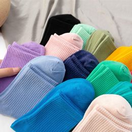 Women Socks Sport Solid Color Harajuku Breathable Comfortable Skateboard Sock Candy Pile Up Japanese Fashion