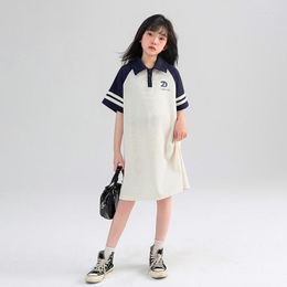 Girl Dresses Girls' Summer Dress 2023 Children's Polo Mid Size Casual Princess 7-247