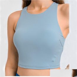 Yoga Outfit Lu-07 Racerback Tank Tops Women Fitness Sleeveless Cami Top Sports Shirt Slim Ribbed Running Gym Shirts With Built In Br Dhzog