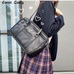 Evening Bags Japanese student bag handbag high school JK uniform shoulder messenger PU leather women s computer 230707