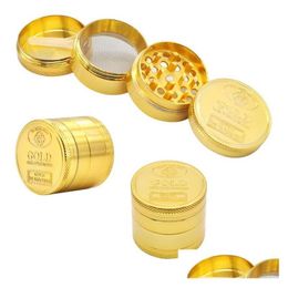Herb Grinder Smoking Accessories Pattern Metal With 4 Layers Of Gold Coin Accessory Manual Smoke I465 Drop Delivery Home Garden Hous Dh7Dv