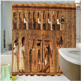 Leathercraft Ancient Egypt Shower Curtain Vintage Ethnic Customs Bathroom Decor Retro Living Room Hanging Fabric Waterproof Bath Curtai