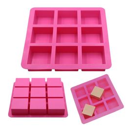 Curtains Handmade 9cavity Square Silicone Soap Mould Soap Crafts Making Moulds Fondant Form for Cake Baking Cooking Tools Bread Appliances