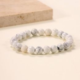 Strand White Howlite Turquoise Stone Round Beads Elastic Line Bracelets Fashion Woman Jewellery Hombre De Pulsera