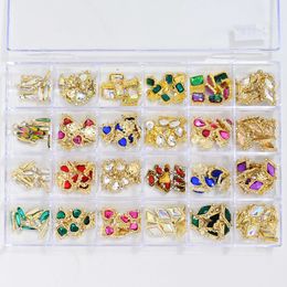 Nail Art Decorations 24Style*5/10PC 3D NAIL Alloy Germ Jewellery Charms Heart/Rose DIY Colourful Manicure Geometric Crystal Nail Decor 400pcs 230706