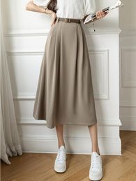 Pants High Waist Casual Women New Arrival 2022 Fashion Korean Style Solid Colour Allmatch Ladies Elegant Aline Long Skirt W1082