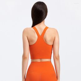 Yoga Outfit Fitness Sports Bra Gym Vest Top For Women Cross Beauty Back Elastic Running Crop V-neck Sexy Belt Chest Pad Push Up Clothe