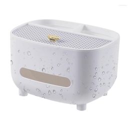 Storage Boxes Multifunctional Tissue Box Organizer Paper Facial Dispenser Anti-Slip Separate Space Dual Layer Waterproof