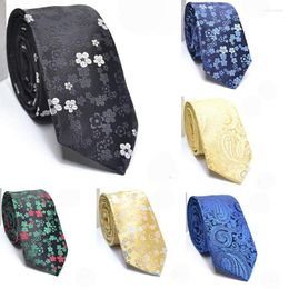 Bow Ties Men's Classic 6CM Silk Neckties For Men Black Blue Purple Green Yellow Gold White Floral Wedding Party Office