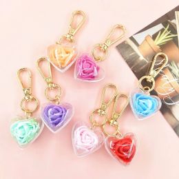 Creative Valentine's Day Rose Eternal Flower Keychain Gift Female Bag Love Heart Keychains Jewelry Accessories In Bulk