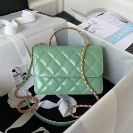 Calfskin Mini Flap Bag With Top Handle Designer Shoulder Bag 20cm Luxury Handbag High Imitation Crossbody Bag With Box ZC124