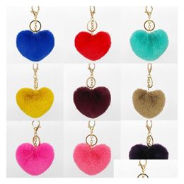 Party Favour Imitation Rex Rabbits Hair Peach Heart Keys Buckle Fashion Fur Grass Plush Key Chain Bag Ornament T9I00289 Drop Delivery Dhtox