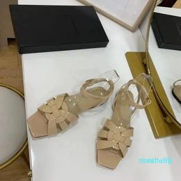 Designer Chunky Strappy Sandals Luxury Leather Heels - 6.5cm Cowhide Sole for Women with a Unique Twist