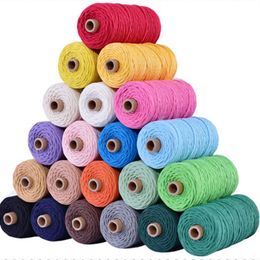 3mm 100% Cotton Cord 21colors Cord Rope Beige ed Craft Macrame String DIY Home Textile Wedding Decorative supply 110yards240D