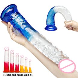 Adult Toys Crystal Jelly Huge Dildo Realistic Penis Anal Butt Plug Sexy For Couples Vagina Massage Womens Dildos Supplies 230706