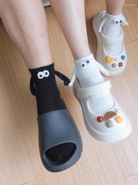 Women Socks 2023 Couple Magnetic Funny Cute 3D Holding Hand Doll Summer Men Mid-tube Medium Tube Sports