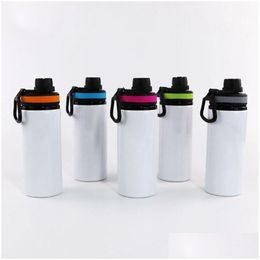 Water Bottles Sublimation Aluminum Blanks 600Ml Heat Resistant Kettle Sports Cups White Er Cup With Handle By Sea T2I50476 Drop Deli Dhco4