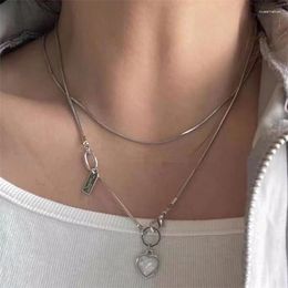 Pendant Necklaces 2Pcs/Set Kpop Goth Harajuku Heart Chain Necklace For Women Egirl Y2K EMO Grunge Collares Aesthetic Jewelry Accessories