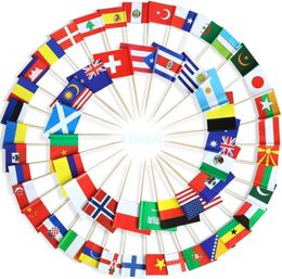 Banner Flags World Flag Toothpick flags Box of 100 Country Flags Dinner Cake Toothpicks Cupcake Decoration Fruit Cocktail Sticks Party 230707