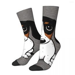 Men's Socks Happy Funny White Wiener Dog Vintage Harajuku Dachshund Pet Hip Hop Crew Crazy Sock Gift Pattern Printed