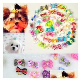 Dog Apparel New Mix Designs Rhinestone Pearls Style Bows Pet Hair Accessories Grooming Products Cute Gift 500Pcs/Lot 0594 Drop Deliv Dhz1R