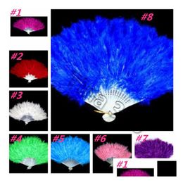 Other Event Party Supplies Elegant Feather Fan Halloween Decoration Stage Performances Folding Christmas Hand Fant2I5325 Drop Deli Dhk8F