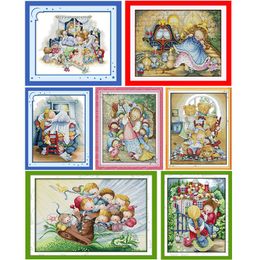 Cross-Stitch Snow White Joy Sunday Stamped Cross Kit Pattern Printed 14ct 11ct Counted Print Handmade Embroidery Needlework Home Decor