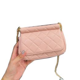 22K Women Designer Mini Evening Flap Bag Caviar Leather Gold Metal Hardware Matelasse Chain Lovely Crossbody Shoulder Handbag Luxury Sacoche 5 Colors 17x12cm