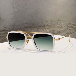 White Gold Square Sunglasses Green Gradient Lens Men Summer Sunnies gafas de sol Sonnenbrille UV400 Eye Wear with Box