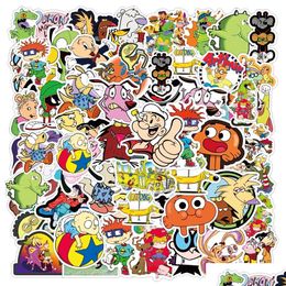 Car Stickers Waterproof 50/100Pcs/Set Mixed Classic Cartoon Skateboard Laptop Guitar Suitcase Graffiti Sticker Decal Kid Toy Gift Dr Dhlgq