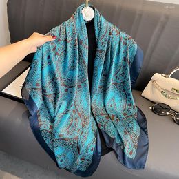 Scarves Spring Autumn Fashion Sun Resistant Travel Shawl Women 110x110cm Square Imitated Silk Decoration Hijab Scarf