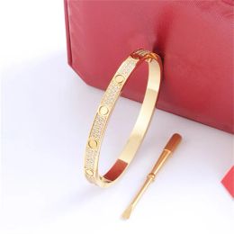 2024 Diamond Bracelet Designer Three Row Diamond Gold bracelet for Female Male Luxury Designer Jewellery Stainless Steel Charm Cuff Gold and Silver Rose Male Female ch