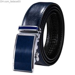 Belts Hi Tie Men's Belt Blue Navy Orange Leather Automatic Buckle Men's Belt Adjustable Belt for Dresses Jeans Wedding Parties Z230710