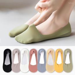 Women Socks 5 Pairs Lot Invisible Summer Thin Breathable Slipper No Show Cotton Non Slip Harajuku Basic Solid Colour White Black