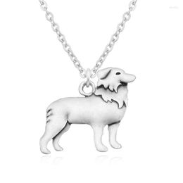 Pendant Necklaces Vintage Silver Colour Stainless Steel Long Chains Border Collie Kolye Anime Dog Necklace Collier Femme