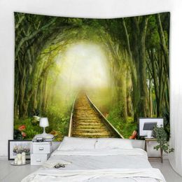 Tapestries Nature Landscape Tapestry Forest Waterfall Wall Hanging Living Room Decor Yoga Mat Sheet