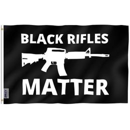 Banner Flags Anley Fly Breeze 3x5 Foot Black Rifles Matter Flag - Black Guns Matter Flags 230707