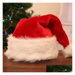 Party Hats Plush Red Santa Hat Christmas Cap Thick Winter Warm Claus Adts Decorations T2I5573 Drop Delivery Home Garden Festive Suppl Dhrwp