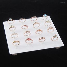 Jewelry Pouches White Acrylic Crystal Square 16 Ring Display Stand Organizer Case Holder Tray Showcase Rack Pography Props