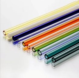 20cm Reusable Eco Borosilicate Glass Drinking Straws Clear Coloured Bent Straight Milk Cocktail Straw High temperature resistance FY5155 G0707
